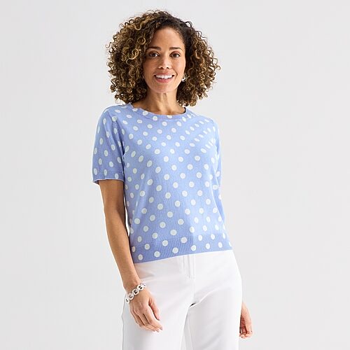 Liz Claiborne Tall Womens Crew Neck Short Sleeve Pullover Sweater, X-large Tall, Blue