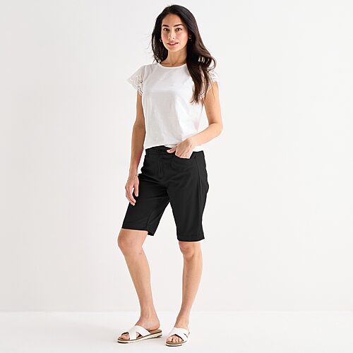 St. John's Bay Womens 11" Tall Bermuda Short, 20 Tall, Black