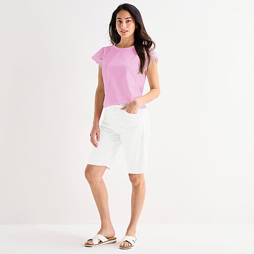St. John's Bay Womens 11" Tall Bermuda Short, 20 Tall, White