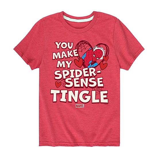 Disney Collection Little & Big Kid Boys Crew Neck Short Sleeve Regular Fit Marvel Spiderman Graphic T-Shirt