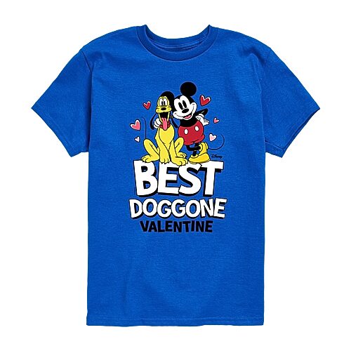 Disney Collection Little & Big Kid Boys Crew Neck Short Sleeve Regular Fit Mickey and Friends Graphic T-Shirt, X-large, Blue
