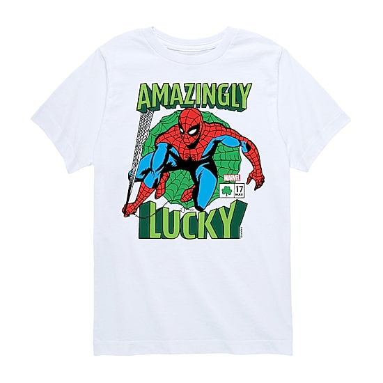 Disney Collection Little & Big Kid Boys Crew Neck Short Sleeve Regular Fit Marvel Spiderman Graphic T-Shirt