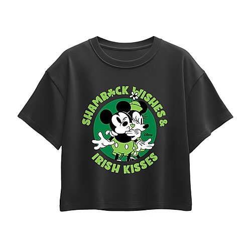 Disney Collection Little & Big Kid Girls Crew Neck Short Sleeve Regular Fit Mickey and Friends Graphic T-Shirt, X-large, Black