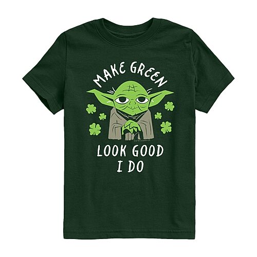 Disney Collection Little & Big Kid Boys Crew Neck Short Sleeve Regular Fit Star Wars Graphic T-Shirt, X-large, Green