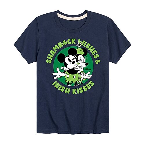 Disney Collection Little & Big Kid Boys Crew Neck Short Sleeve Regular Fit Mickey and Friends Graphic T-Shirt, Medium, Blue