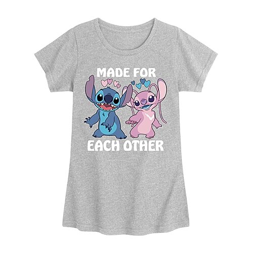 Disney Collection Little & Big Kid Girls Crew Neck Short Sleeve Regular Fit Graphic T-Shirt, Large, Gray