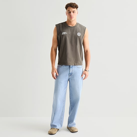 Arizona Mens Crew Neck Sleeveless Muscle T-Shirt