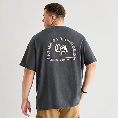 Arizona Mens Crew Neck Short Sleeve Boxy Fit Big And Tall Graphic T-shirt In Black