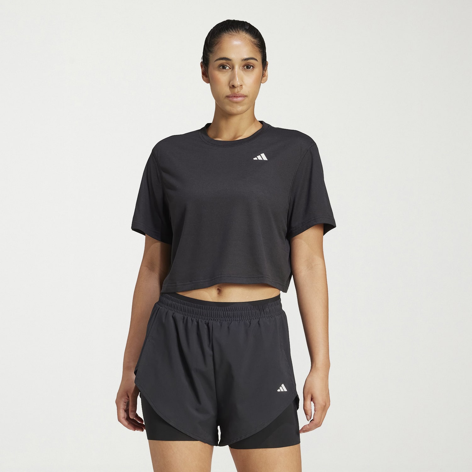 adidas Womens Crew Neck Short Sleeve Active Crop Top