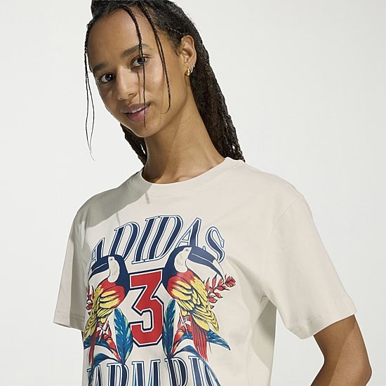 adidas Womens Farm Rio Crew Neck Short Sleeve Active T-Shirt