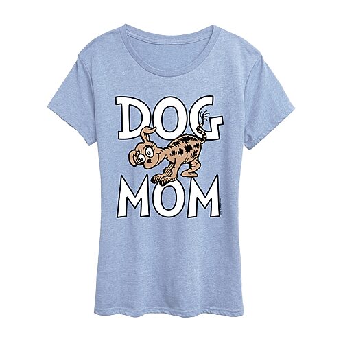 Air Waves Dog Mom Womens Crew Neck Short Sleeve Classic Fit Dr. Seuss Graphic T-shirt In Blue