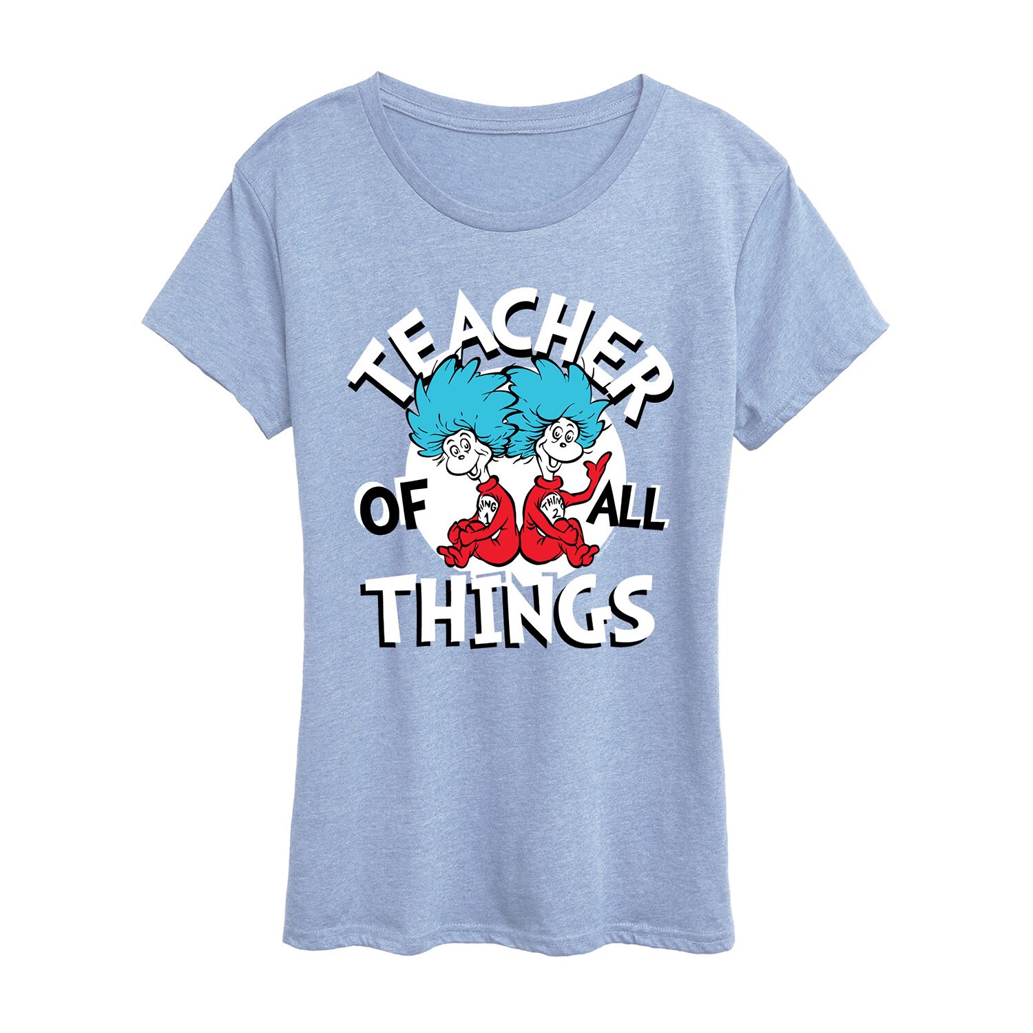 Teacher Of All Things Womens Scoop Neck Short Sleeve Classic Fit Dr. Seuss Graphic T-Shirt