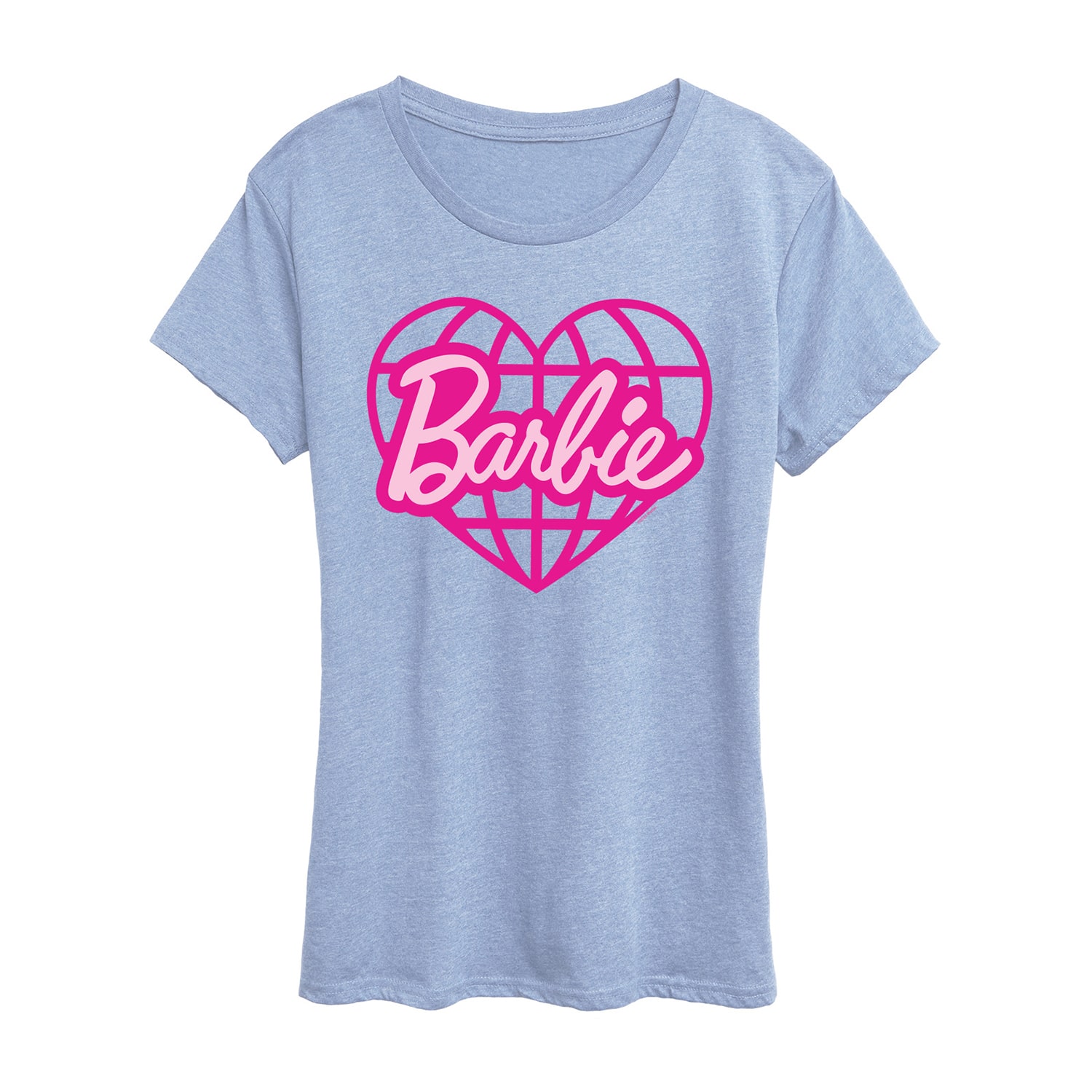 February Heart Globe Womens Crew Neck Short Sleeve Classic Fit Barbie Graphic T-Shirt