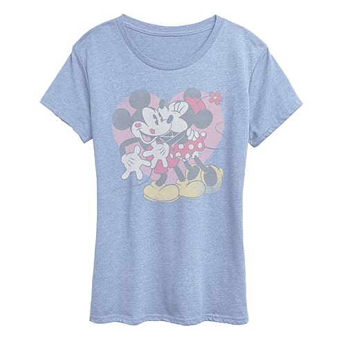 Air Waves Womens Crew Neck Short Sleeve Classic Fit Mickey And Friends Graphic T-shirt In Blue