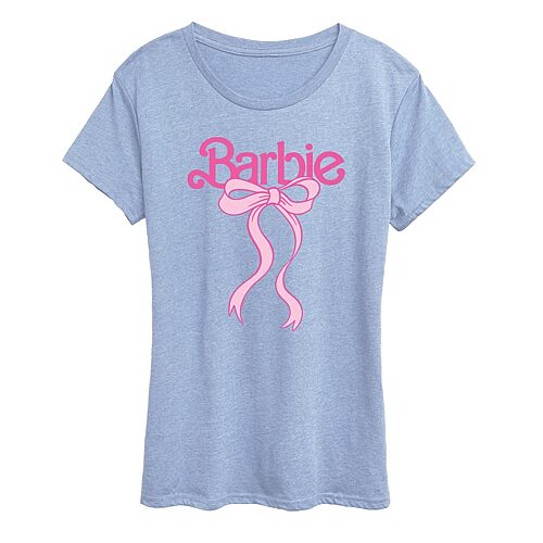 Air Waves Logo Bow Womens Crew Neck Short Sleeve Classic Fit Barbie Graphic T-shirt In Blue