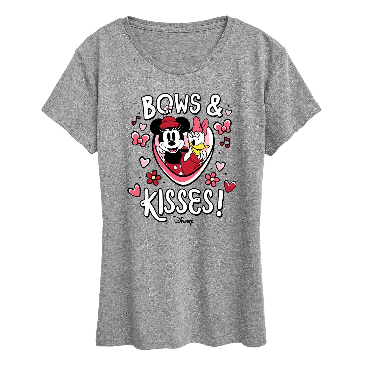 Bows And Kisses Womens Crew Neck Short Sleeve Classic Fit Minnie Mouse Graphic T-Shirt
