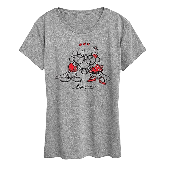 Minnie Love Sketch Womens Crew Neck Short Sleeve Classic Fit Mickey and Friends Graphic T-Shirt
