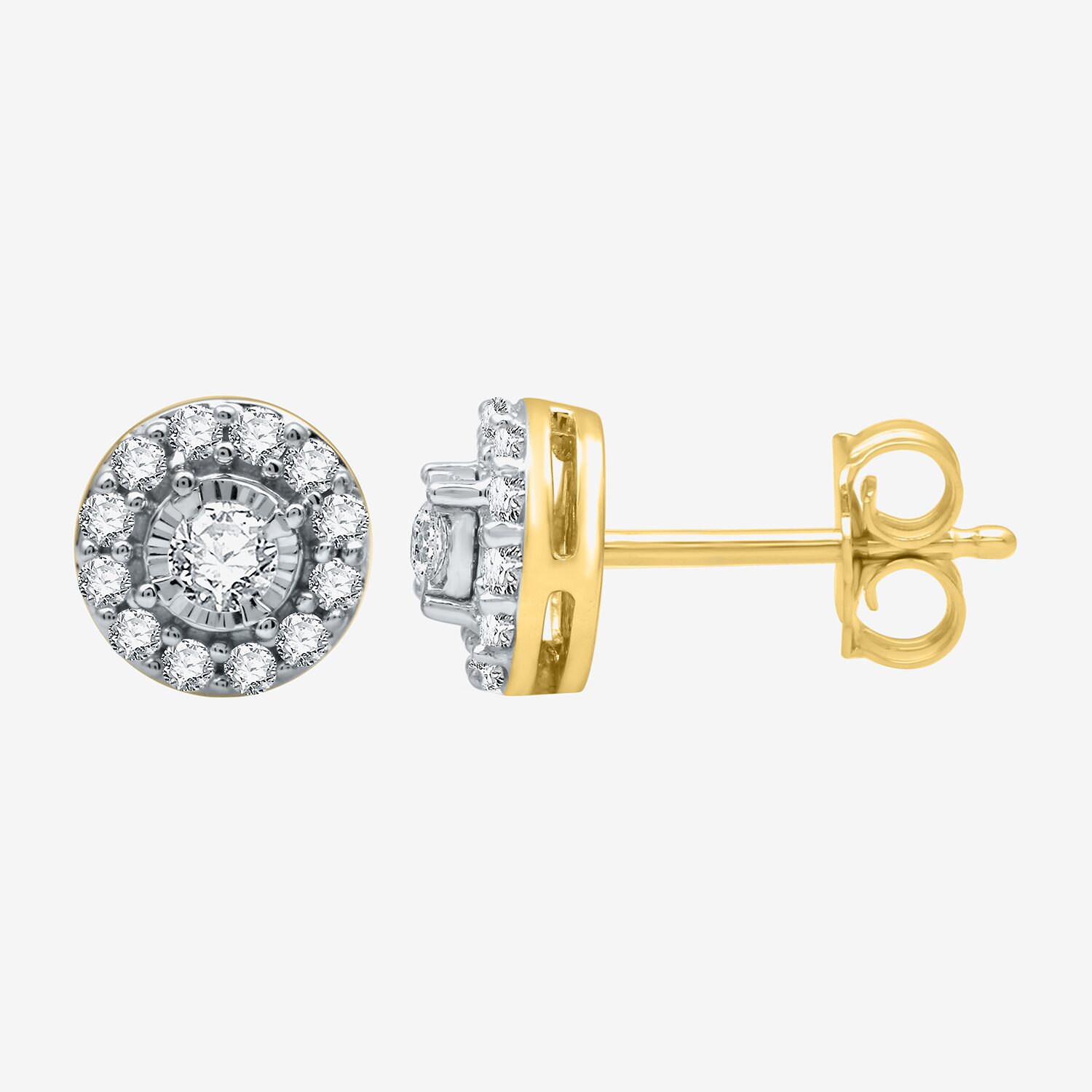 3/8 CT. T.W. Natural White Diamond 10K Gold 7.2mm Round Stud Earrings