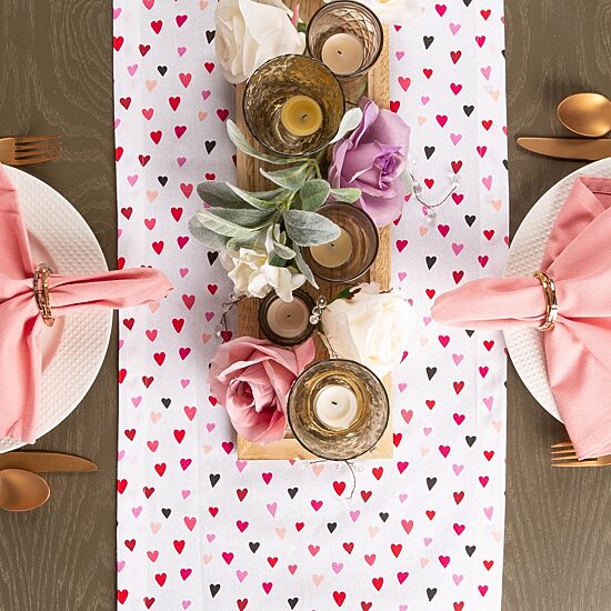 Design Imports Confetti Hearts Print Table Runner