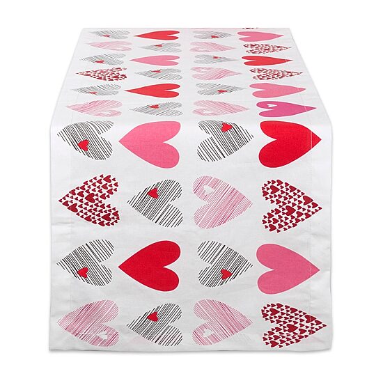 Design Imports Hearts Collage Print Table Runner