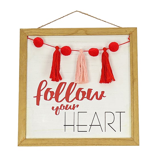 National Tree Co. 13" Valentine's Follow Your Heart Wall Sign