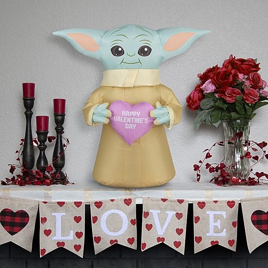 National Tree Co. 20" Baby Yoda Star Wars Valentines Day Inflatable
