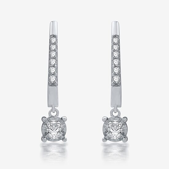 Ever Star (H-I / Si1-I1) Womens 1/2 CT. T.W. Lab Grown White Diamond 10K Gold 21mm Round Hoop Earrings
