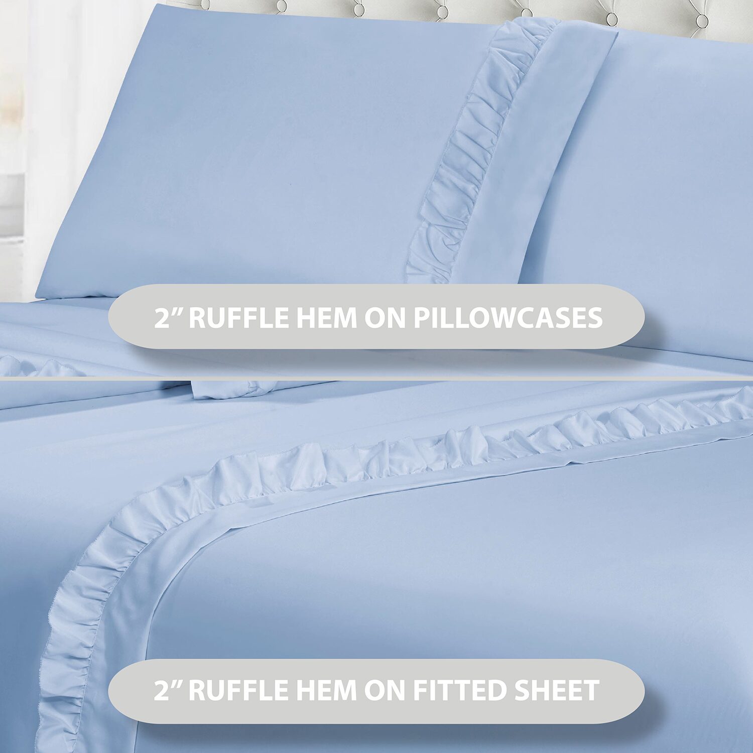 Swift Home Ultra Glam Soft Ruffle Hem Deep Pocket Sheet Set