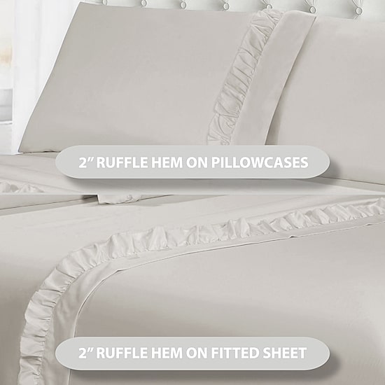 Swift Home Ultra Glam Soft Ruffle Hem Deep Pocket Sheet Set