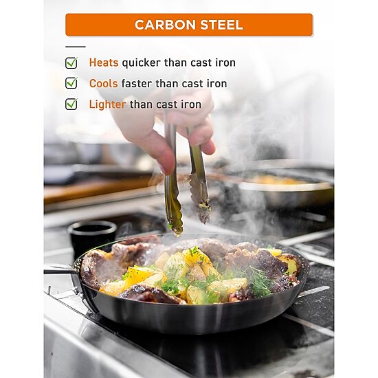 Commercial Chef Carbon 12 Inch Non-Stick Steel Skillet