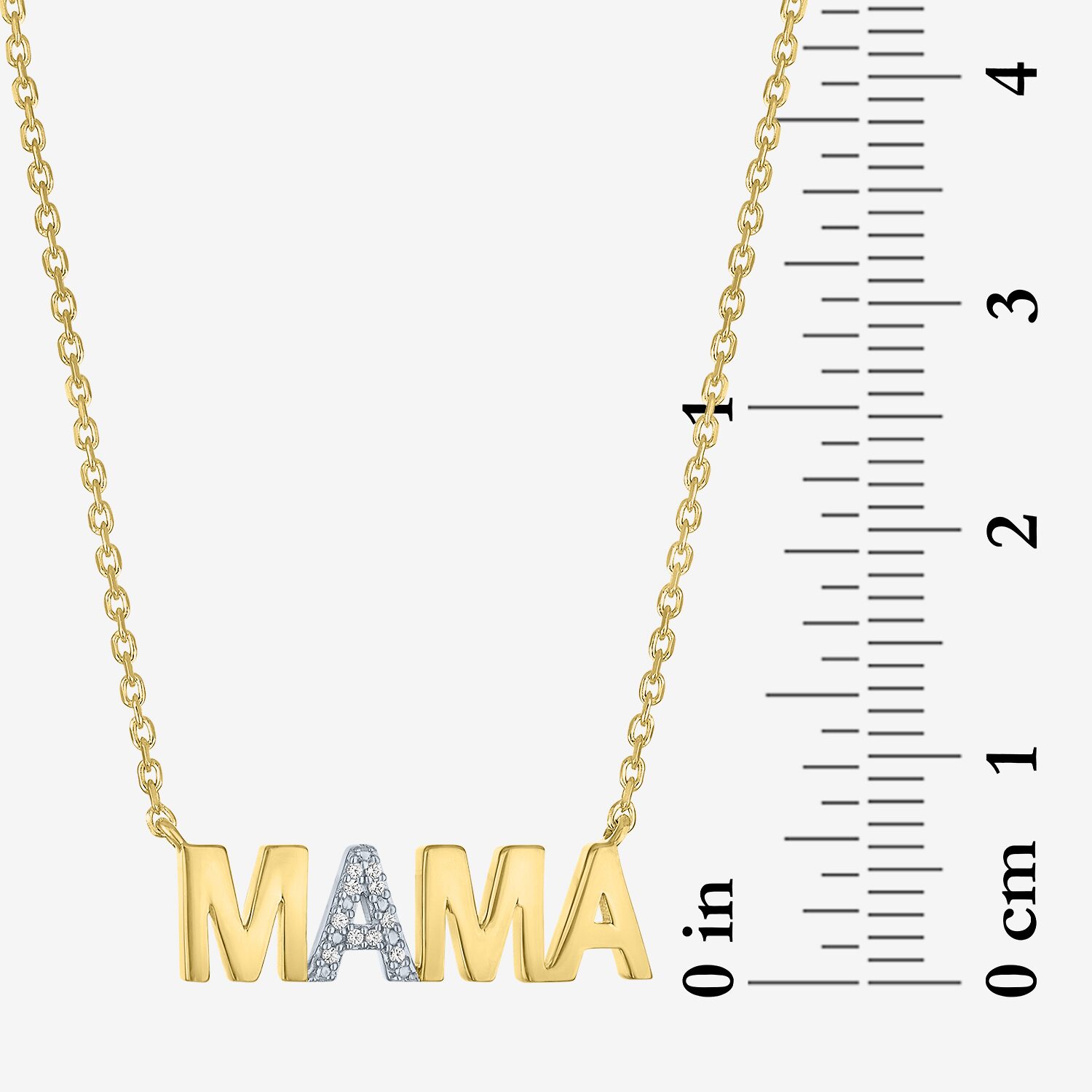 "Mama" (G-H / I1-I2) Womens Diamond Accent Lab Grown White Diamond 10K Gold 18 Inch Pendant Necklace