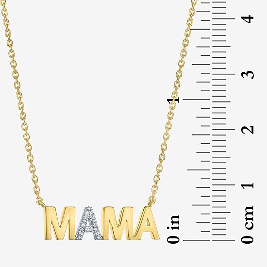 "Mama" (G-H / I1-I2) Womens Diamond Accent Lab Grown White Diamond 10K Gold 18 Inch Pendant Necklace