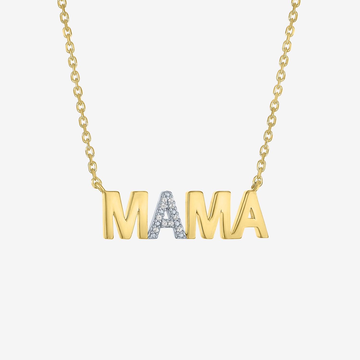 "Mama" (G-H / I1-I2) Womens Diamond Accent Lab Grown White Diamond 10K Gold 18 Inch Pendant Necklace