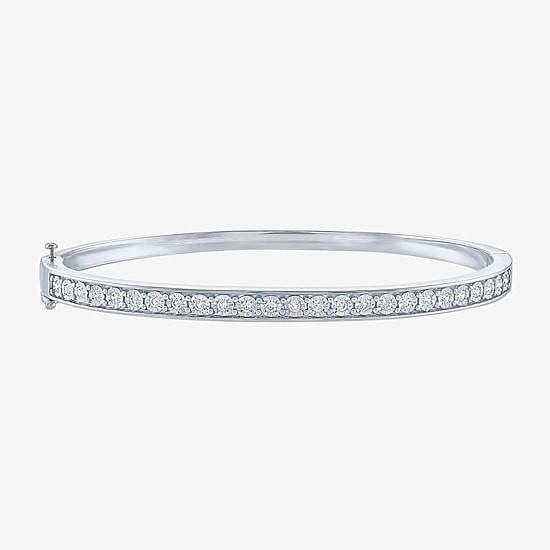 (G-H / I1-I2) Womens 1/2 CT. T.W. Lab Grown White Diamond Sterling Silver Bangle Bracelet