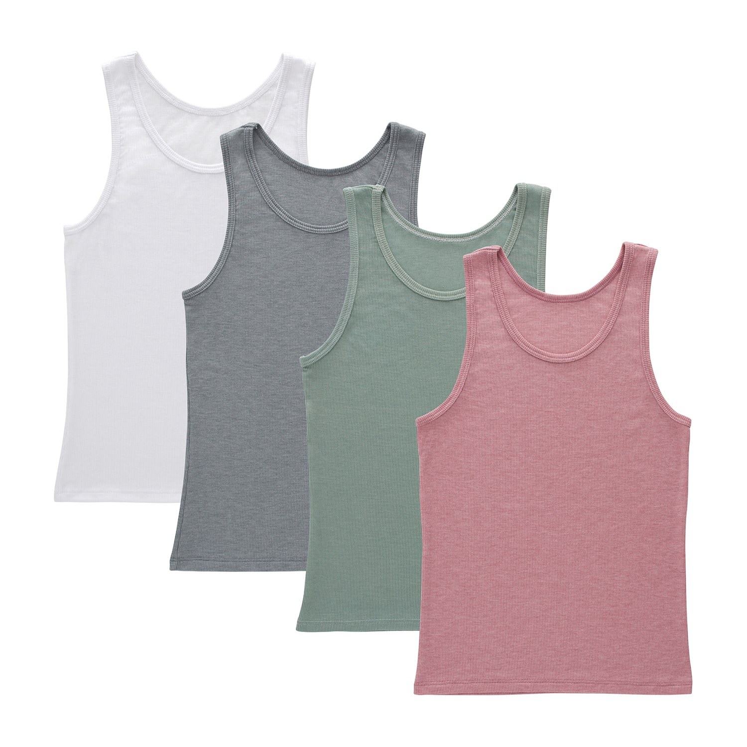 Hanes Originals Supersoft Little & Big Kid Girls U Neck Sleeveless 4 Pack Tank