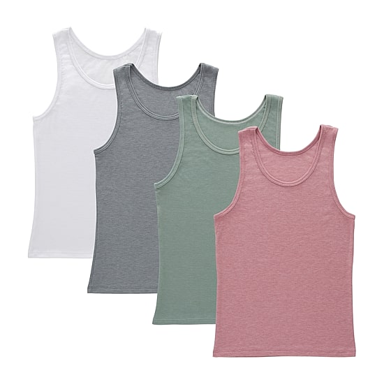 Hanes Originals Supersoft Little & Big Kid Girls U Neck Sleeveless 4 Pack Tank
