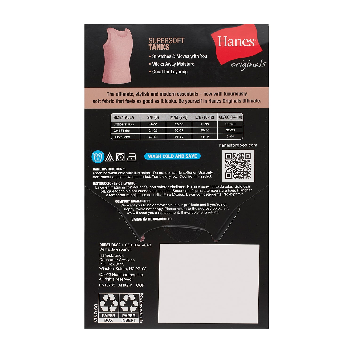Hanes Originals Supersoft Little & Big Kid Girls U Neck Sleeveless 4 Pack Tank