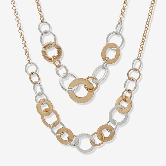 a.n.a Two Tone Hammered Womens 16 Inch Collar Necklace