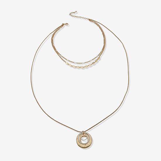 a.n.a Hammered Womens 16 Inch Strand Necklace