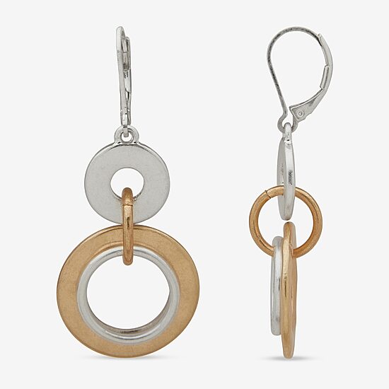 a.n.a Two Tone Hammered Womens Drop Earrings