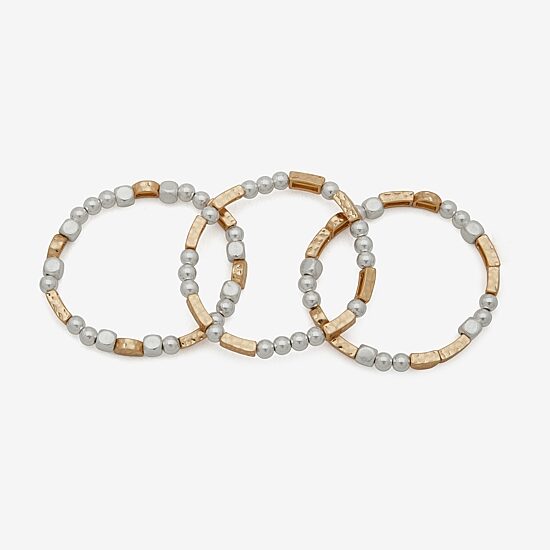 a.n.a Two Tone Hammered Womens 3-pc. Bracelet Set