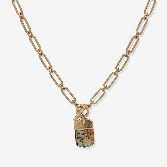 a.n.a Gold Tone Toggle Womens Paperclip 16 Inch Pendant Necklace