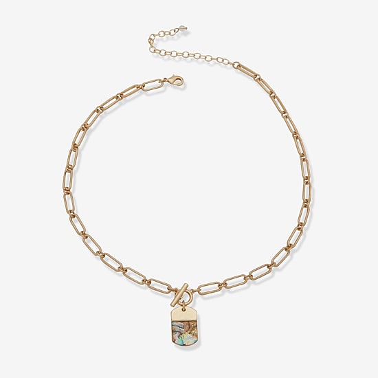 a.n.a Gold Tone Toggle Womens Paperclip 16 Inch Pendant Necklace