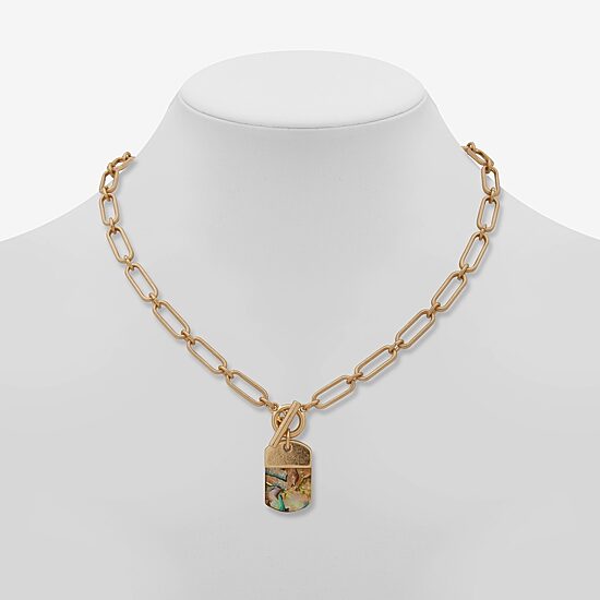 a.n.a Gold Tone Toggle Womens Paperclip 16 Inch Pendant Necklace