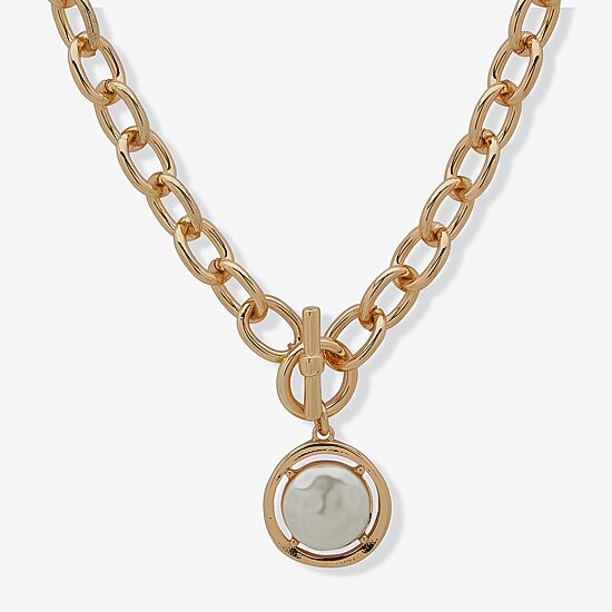 Worthington Gold Tone Toggle Womens White Simulated Pearl 17 Inch Pendant Necklace