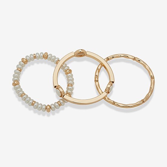 Worthington Gold Tone Womens 3-pc. White Bracelet Set