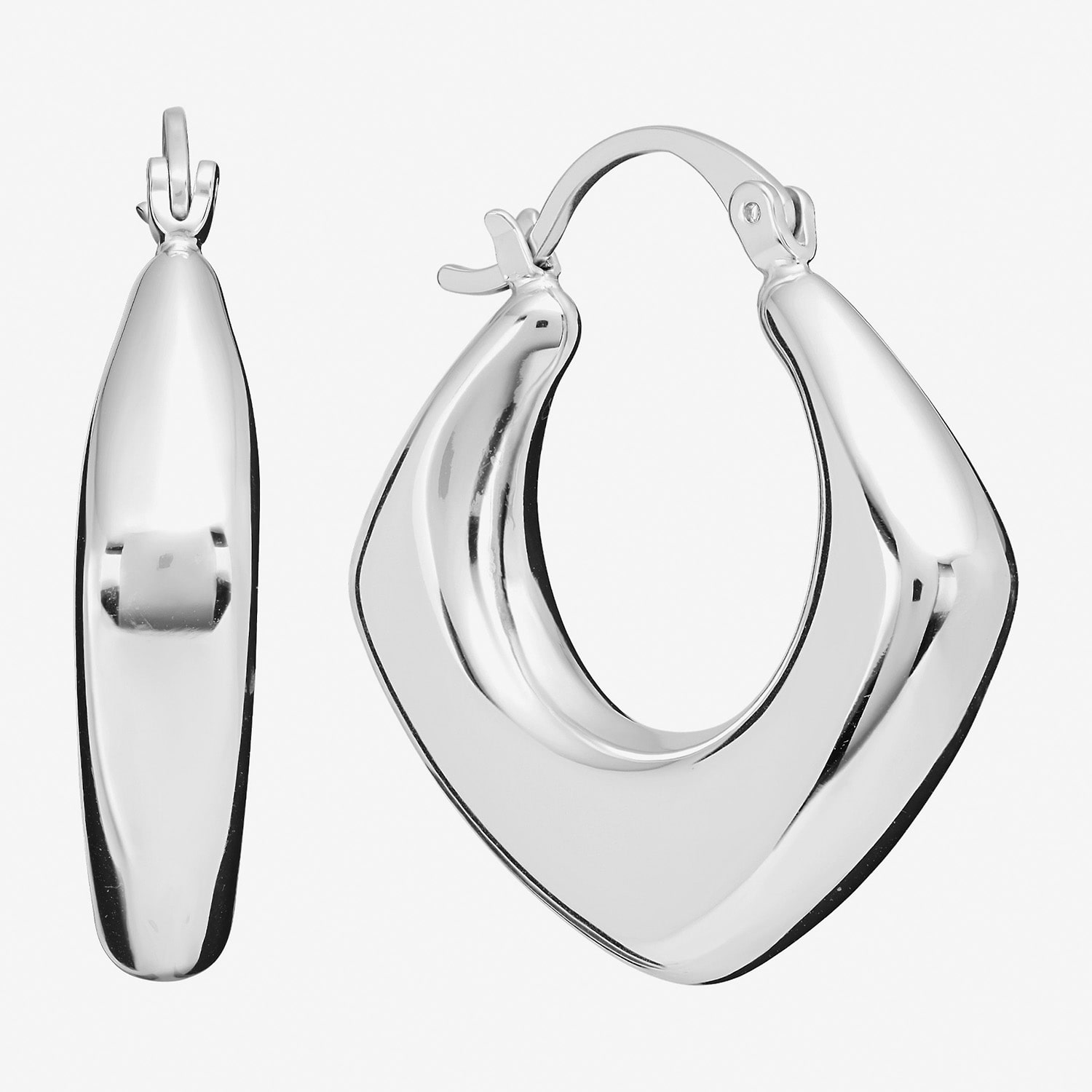 Silver Reflections Womens 31.4mm Hoop Earrings