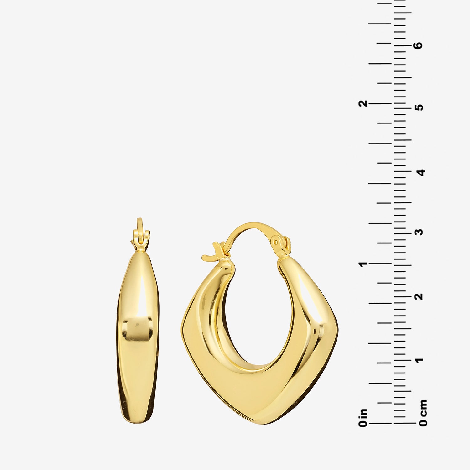 Silver Reflections Womens 14K Gold Over Brass 31.4mm Hoop Earrings