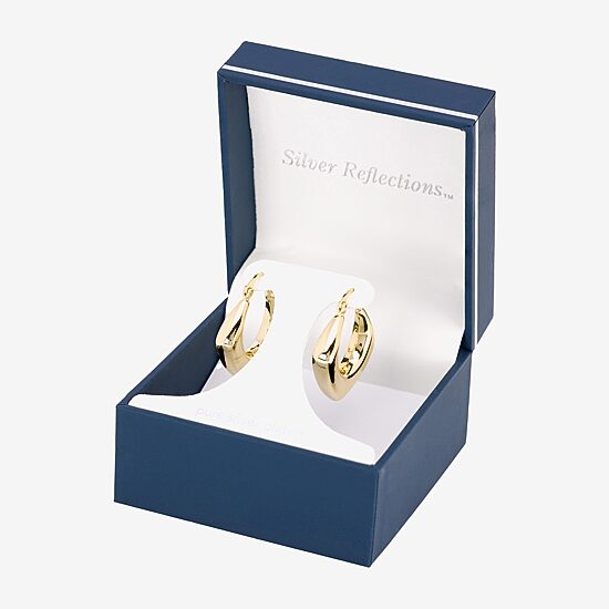 Silver Reflections Womens 14K Gold Over Brass 31.4mm Hoop Earrings