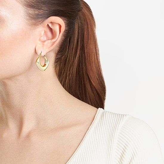 Silver Reflections Womens 14K Gold Over Brass 31.4mm Hoop Earrings